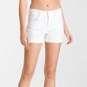 True Religion White Denim Raw Hem Romy Shorts, Size 24